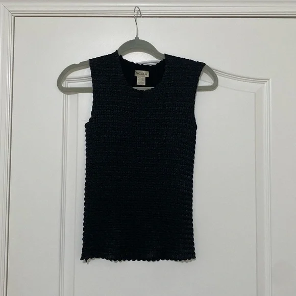 Vintage Black Scrunch Top sz S - Picture 2 of 6